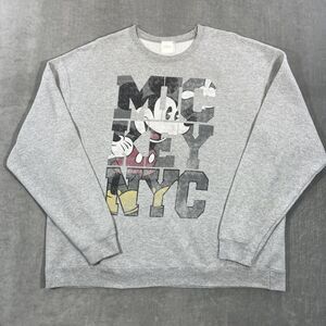 Disney Store Mickey Mouse NYC Woman XL Gray Long Sleeve Vintage Crew Sweatshirt‎